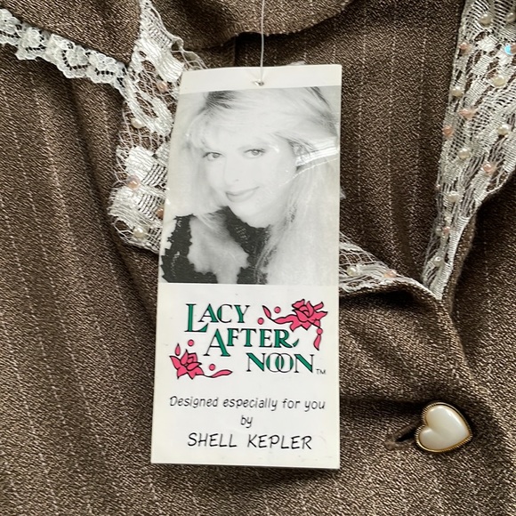 Lacy Afternoon by Shell Kepler Vintage 80s Lace Suit Jacket Shoulder Pads Sz 1X - Picture 4 of 8